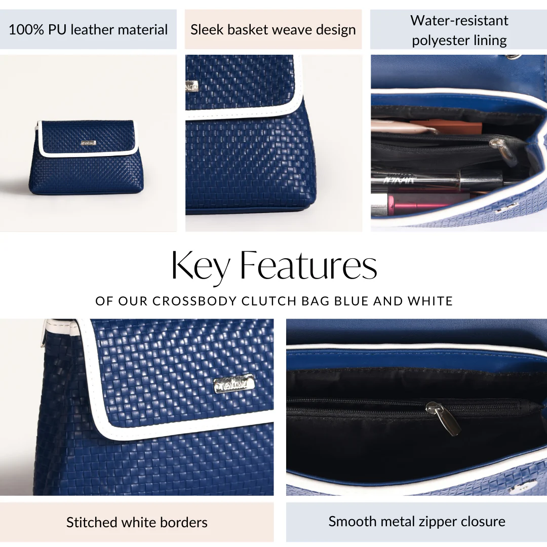 Soi Lattice Navy Blue Clutch Sling Bag - Image 5