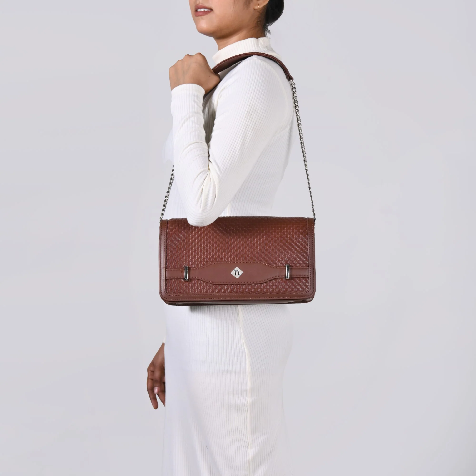 Soi Tresse Brown Sling Bag For Women - Image 10