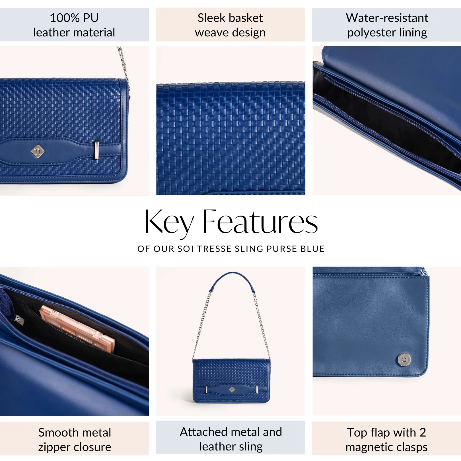 Soi Tresse Sling Purse Blue - Image 5