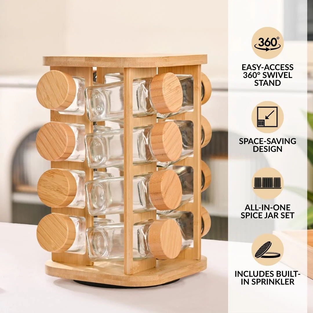 Spice Containers With Rotating Stand Set Of 17 120ml - Image 3
