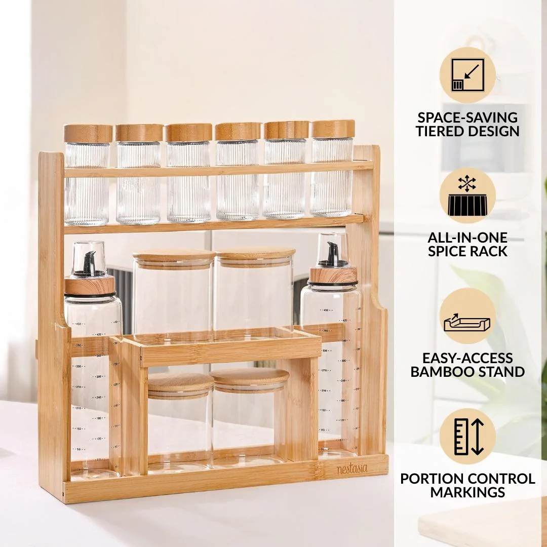 Spice Jar With Stand Set Of 13 95ml 300ml 500ml - Image 2