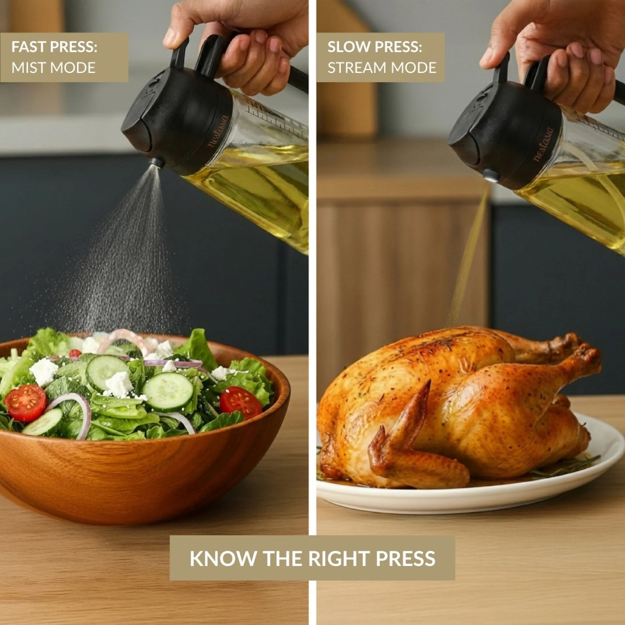 Spray And Pour Oil Dispenser Bottle Black 470ml With Spoon - Image 4