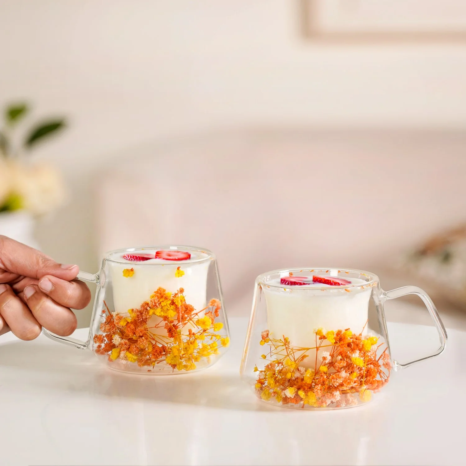 Spring Bloom Double Walled Coffee Mug Set Of 2 180ml - Image 3