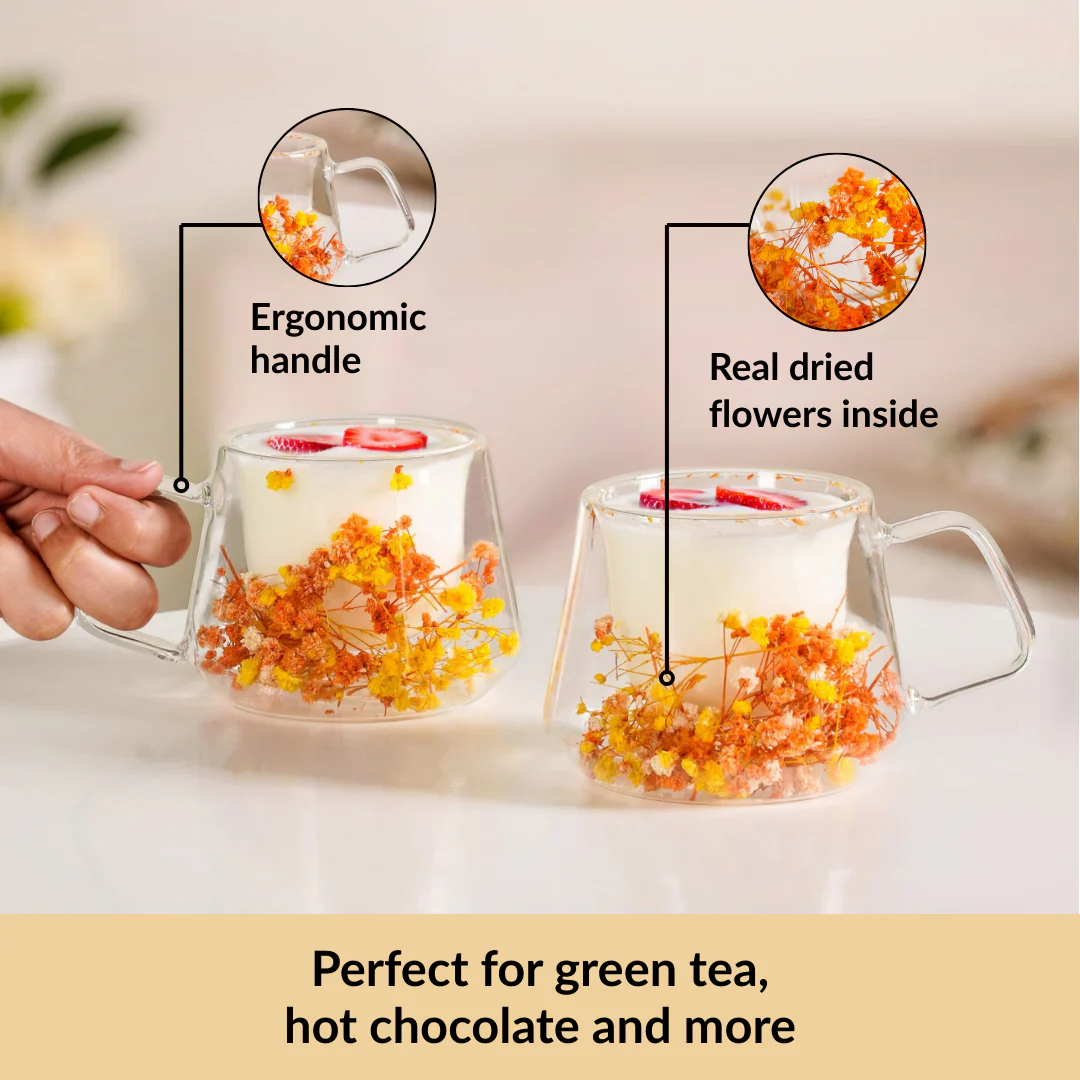 Spring Bloom Double Walled Coffee Mug Set Of 2 180ml - Image 5