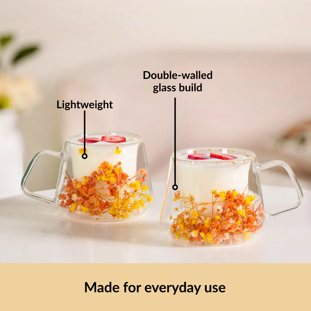 Spring Bloom Double Walled Coffee Mug Set Of 2 180ml - Image 6