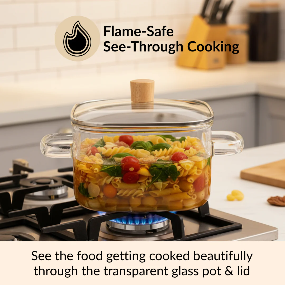 Square Glass Cooking Pot 2200ml - Image 2