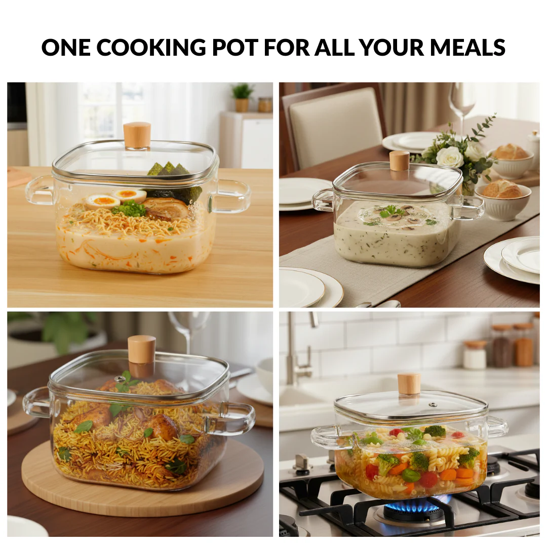 Square Glass Cooking Pot 2200ml - Image 6