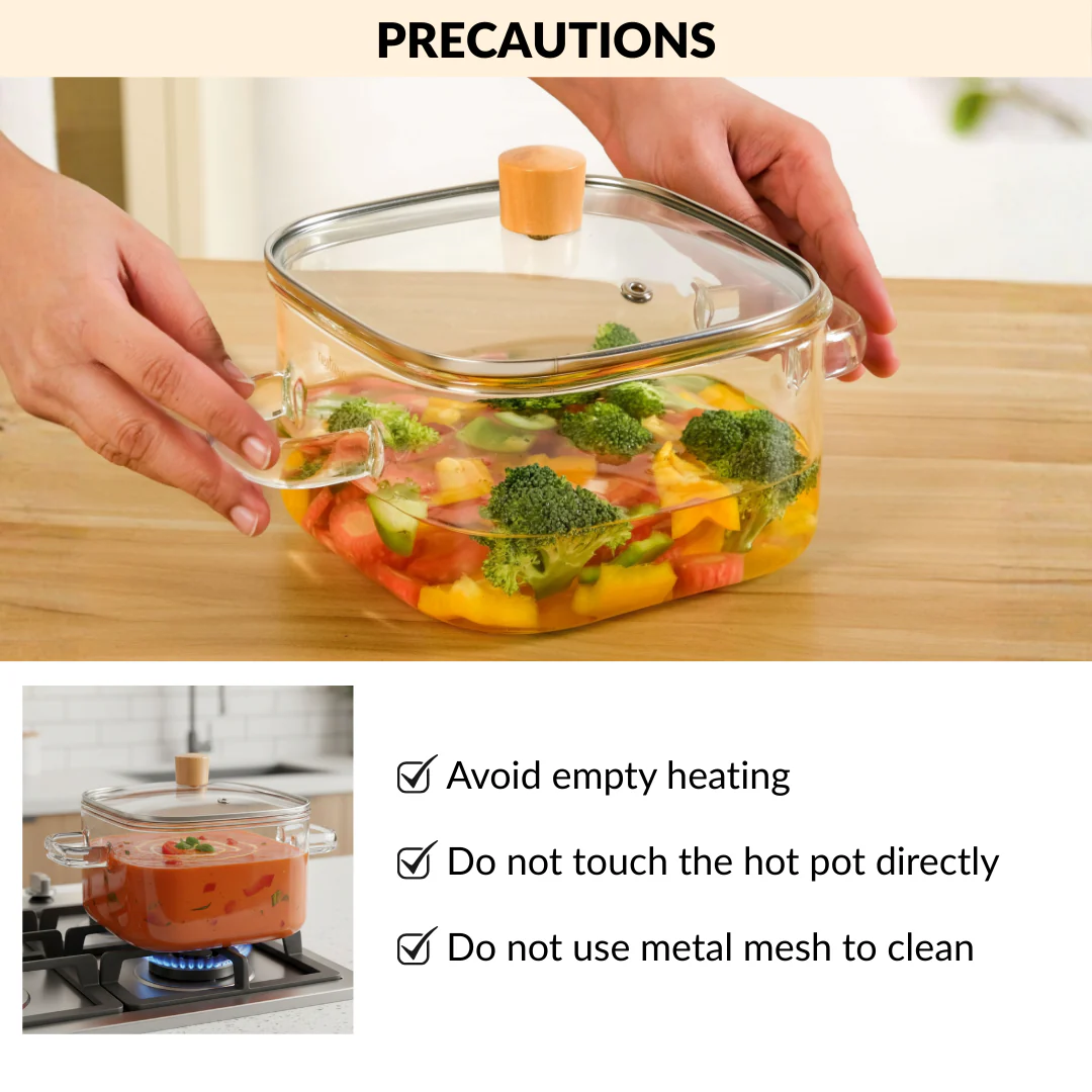 Square Glass Cooking Pot 2200ml - Image 7