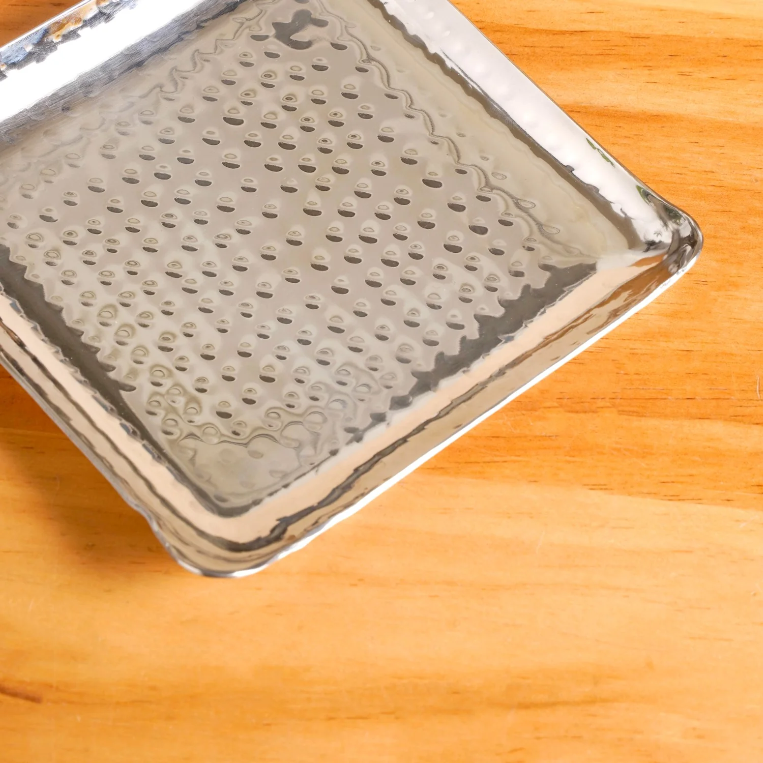 Square Platter Hammered Stainless Steel Set Of 2 - Image 6