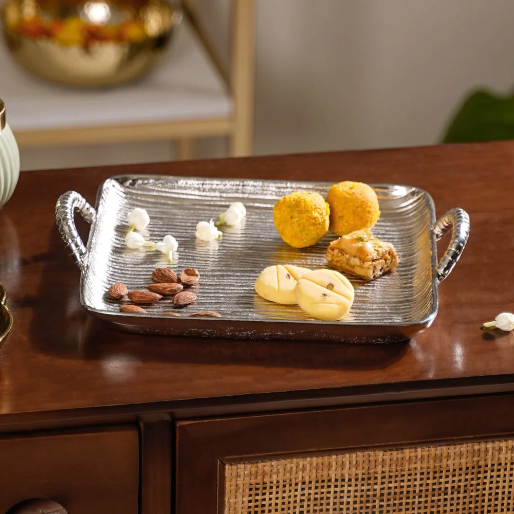 Square Silver Tray With Handle - Image 3