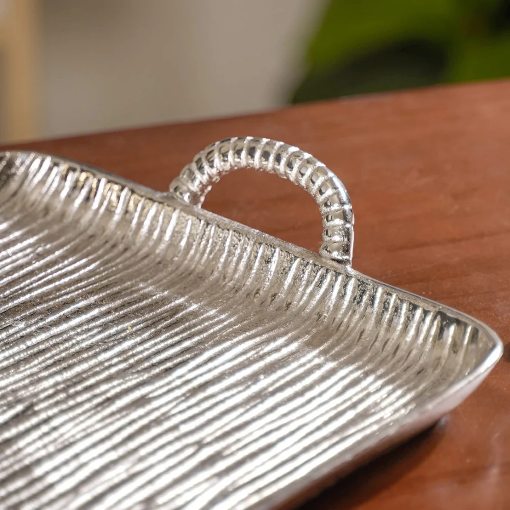 Square Silver Tray With Handle - Image 4