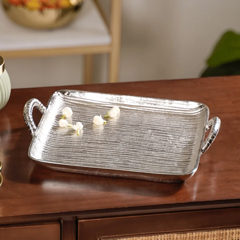 Square Silver Tray With Handle - Image 6