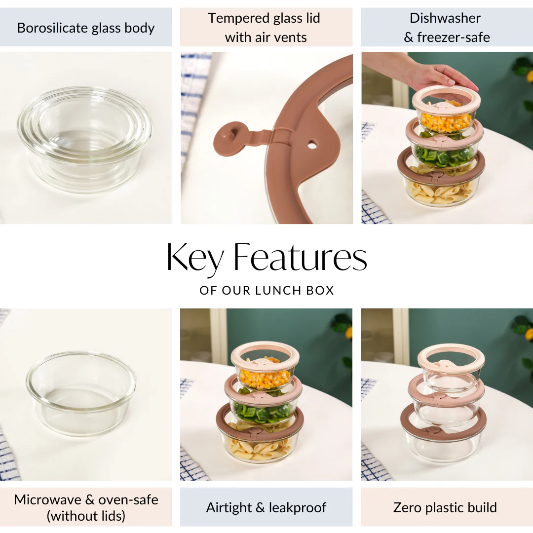 Airtight Ombre Round Food Storage Container With Air Vent Lid Set Of 3 400ml 620ml 950ml - Image 5