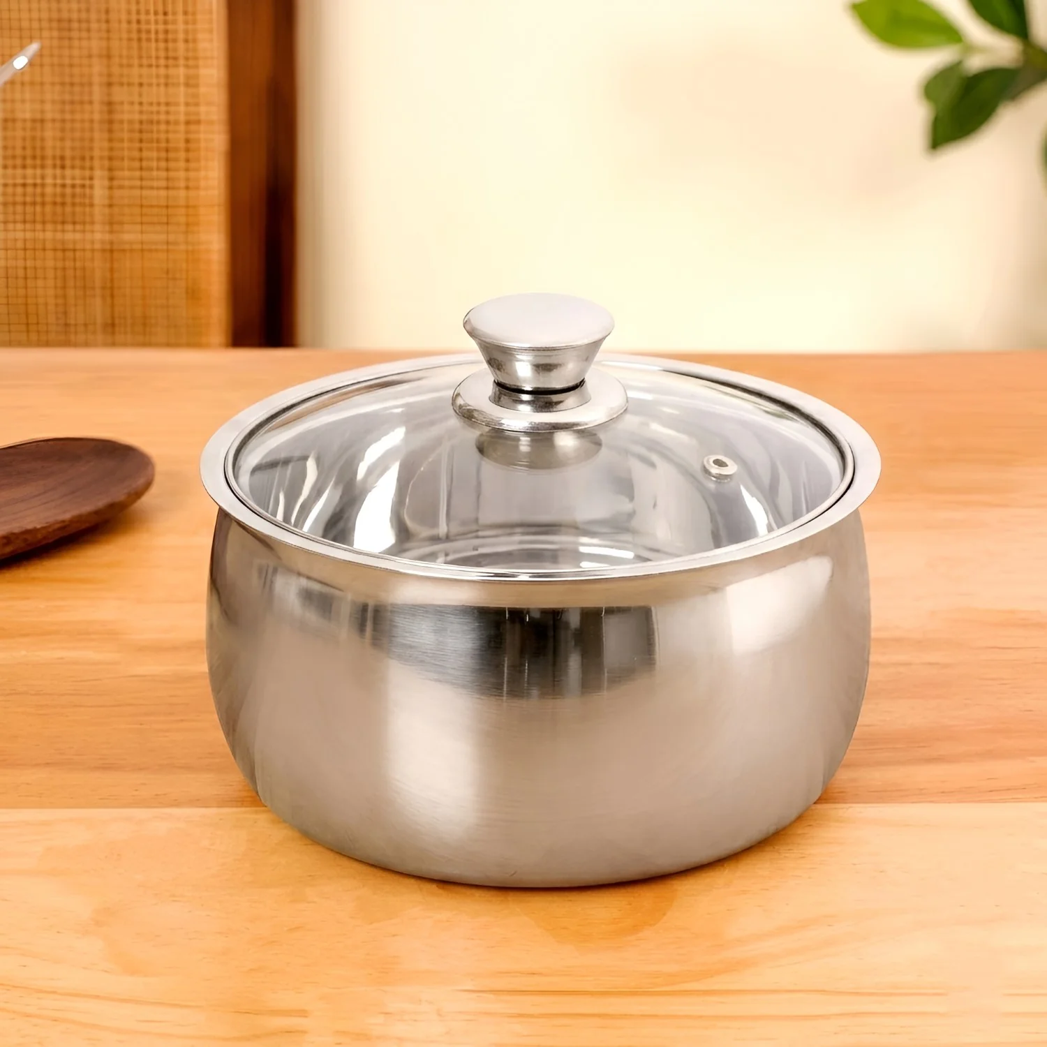 Stainless Steel Double Walled Casserole With Glass Lid 1000ml - Image 9