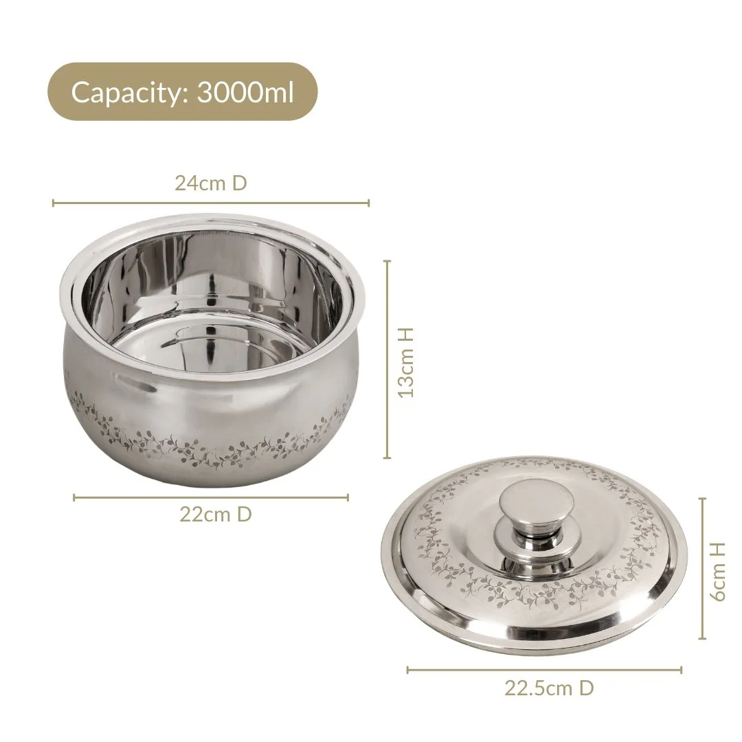 Stainless Steel Double Walled Curry Serving Casserole 3000ml - Image 4