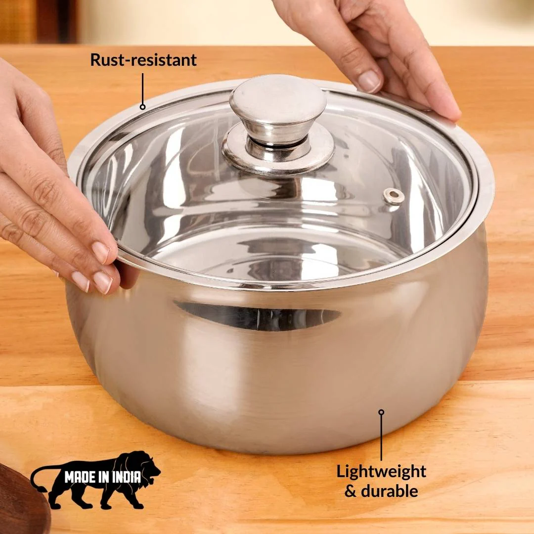 Stainless Steel Insulated Casserole With Glass Lid 2000ml - Image 3