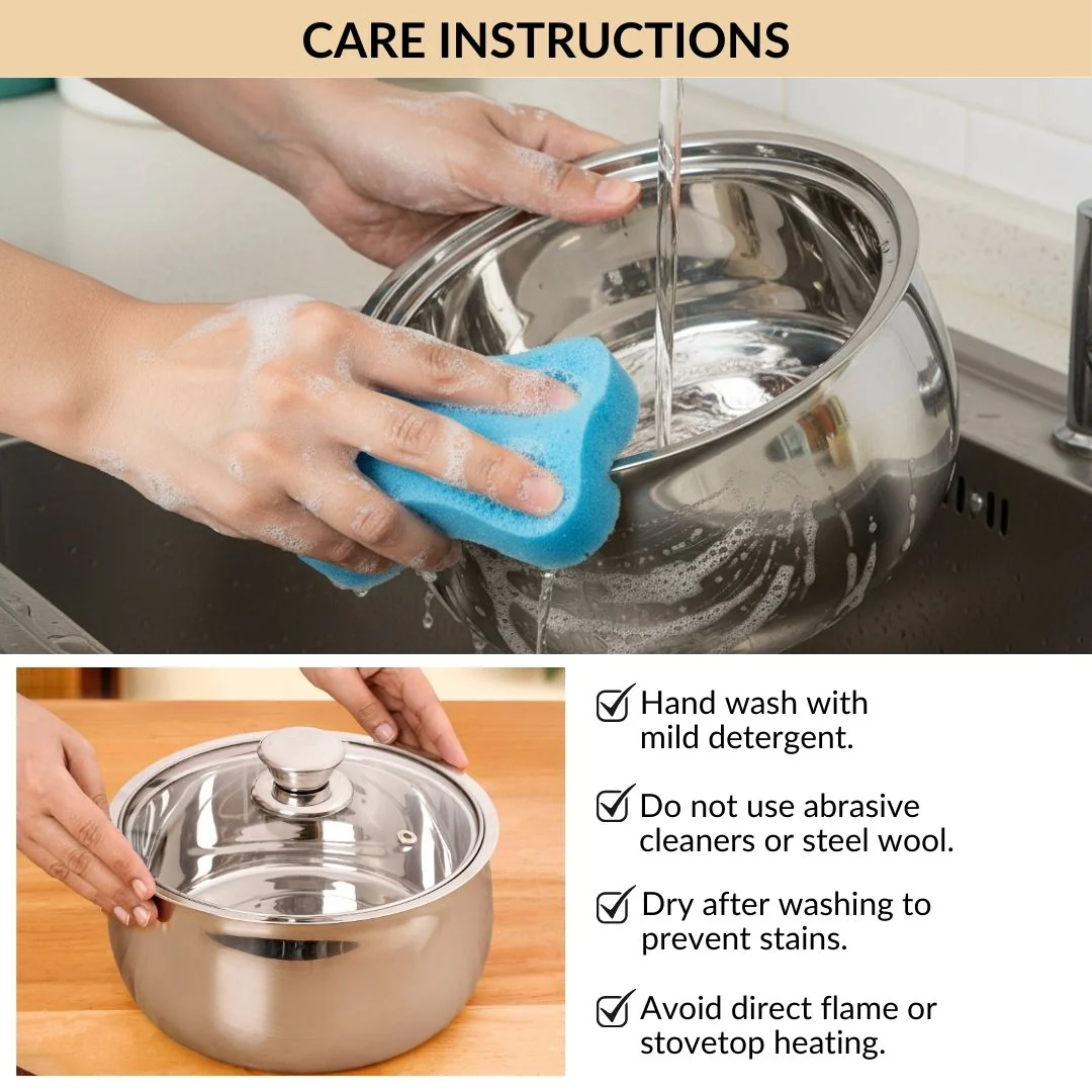 Stainless Steel Insulated Casserole With Glass Lid 2000ml - Image 9