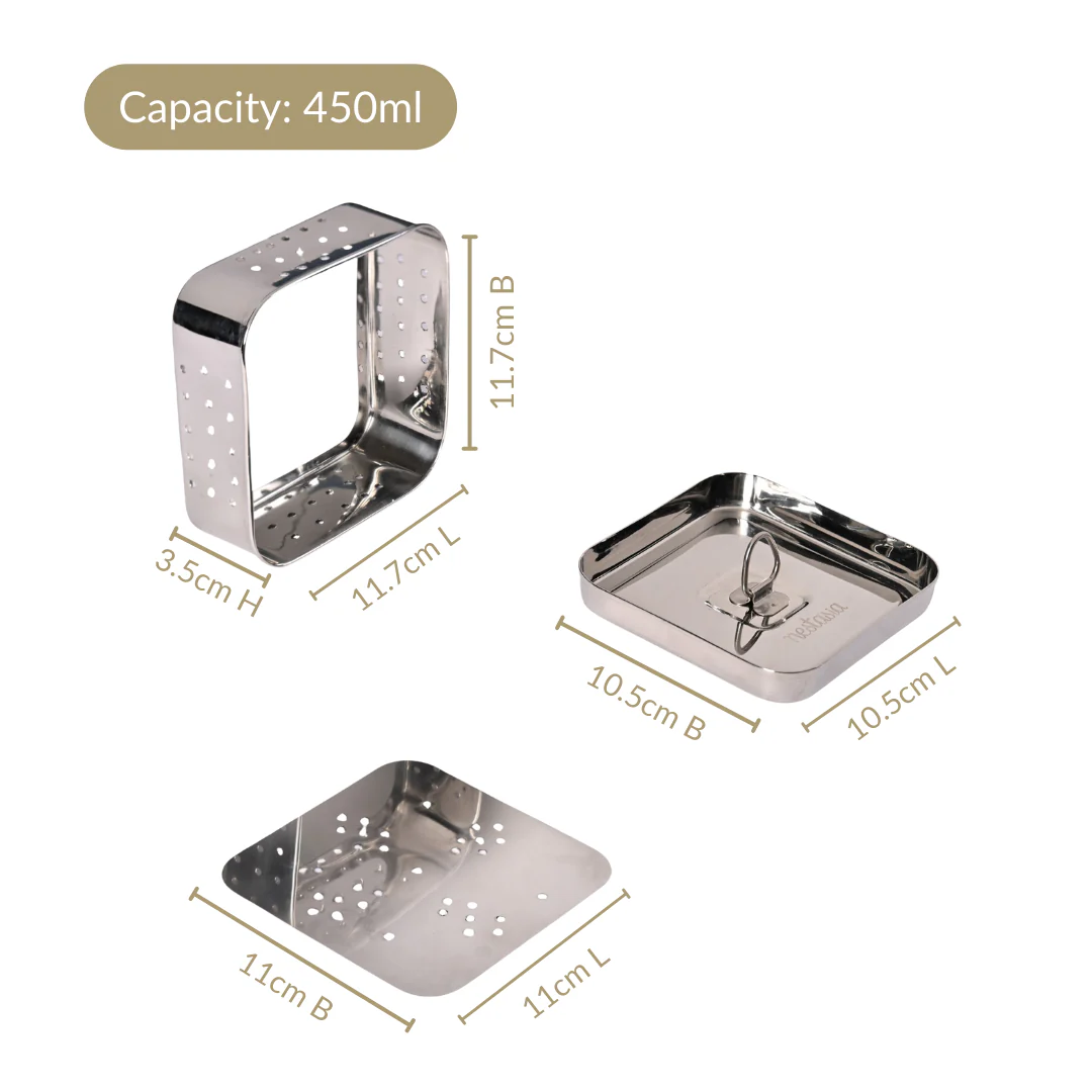 Stainless Steel Paneer Maker Mould With Press 450ml - Image 4