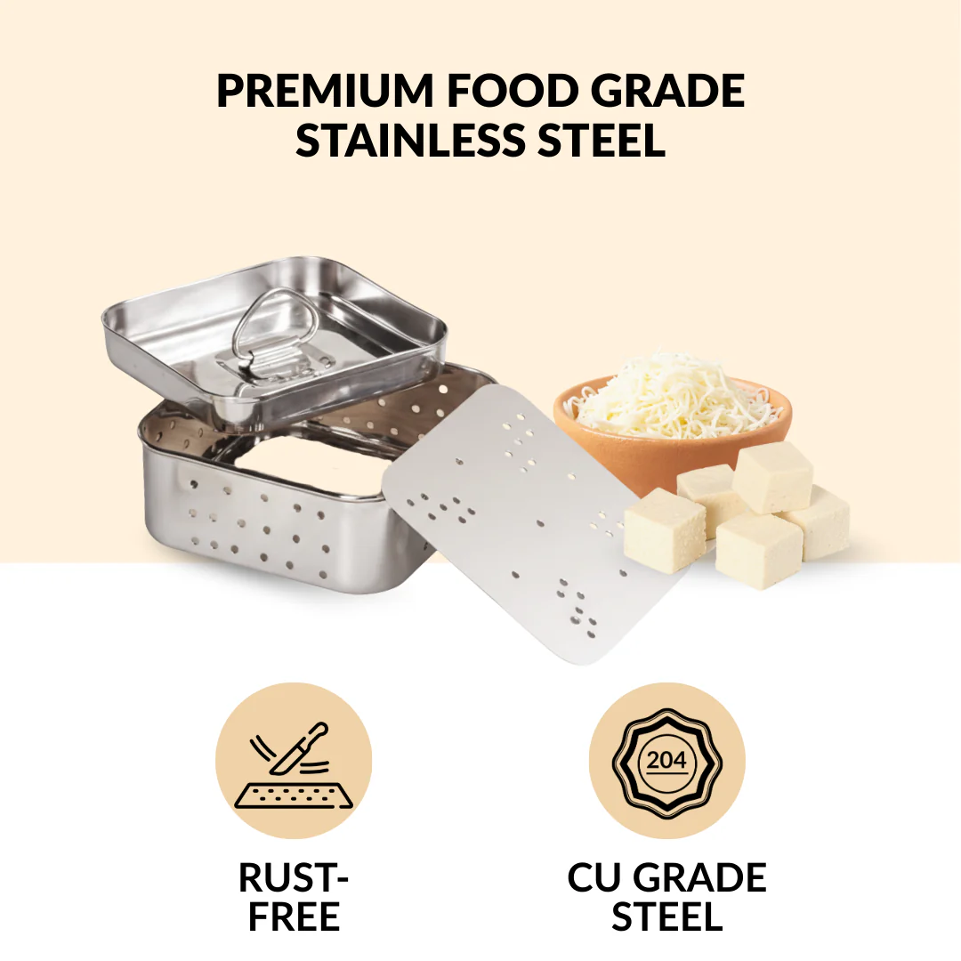 Stainless Steel Paneer Maker Mould With Press 450ml - Image 8