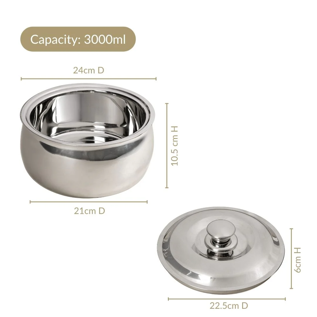 Stainless Steel Rice And Roti Casserole 3000ml - Image 4