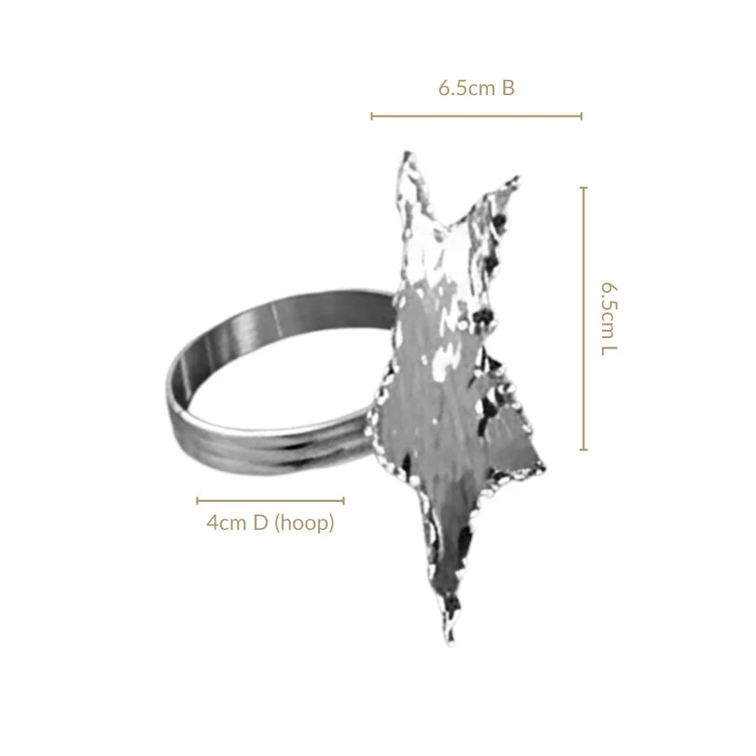 Star Napkin Ring Set Of 6 Silver - Image 3