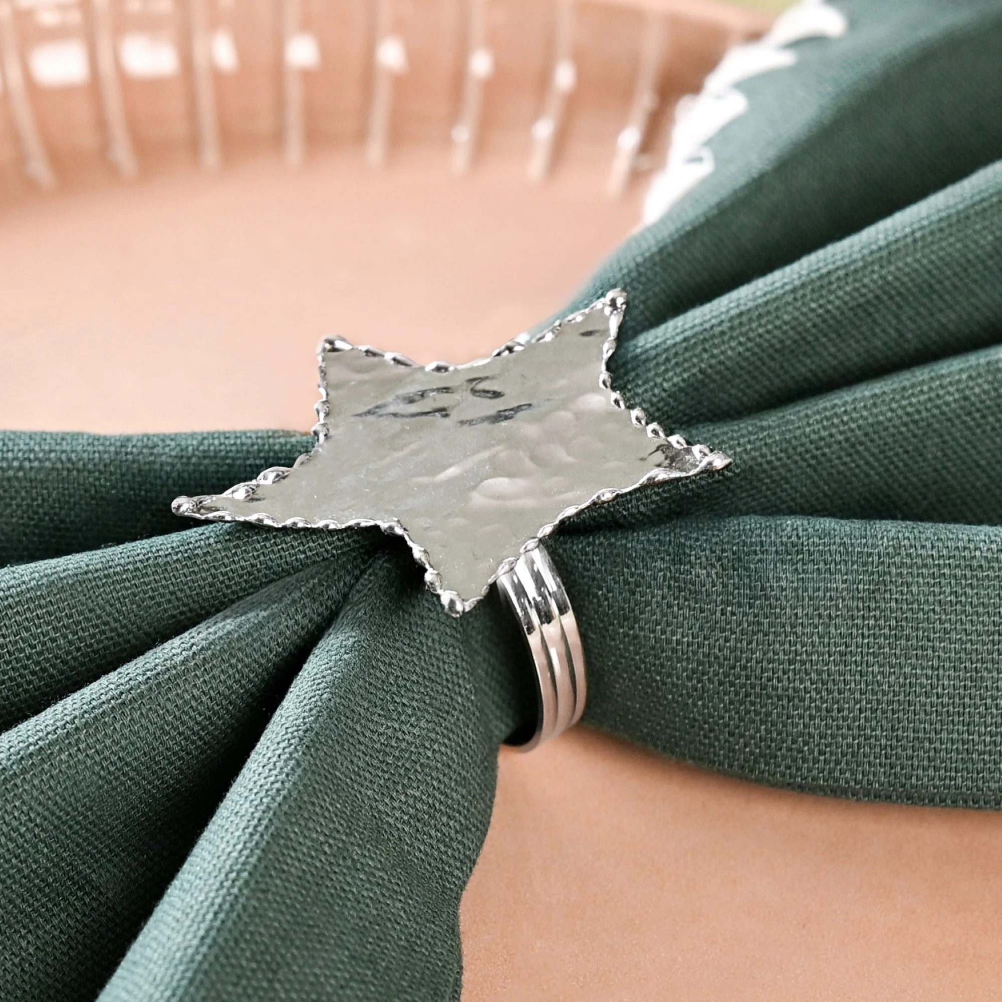 Star Napkin Ring Set Of 6 Silver - Image 5