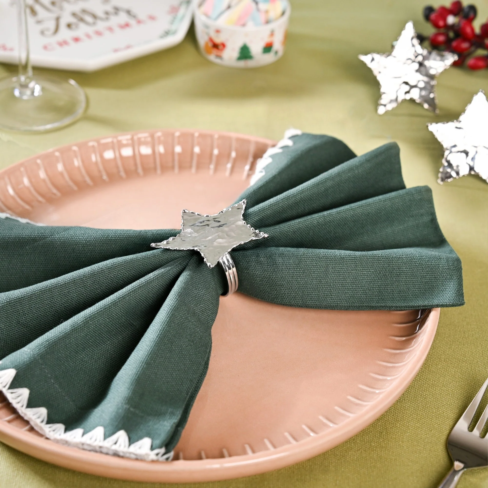 Star Napkin Ring Set Of 6 Silver - Image 7