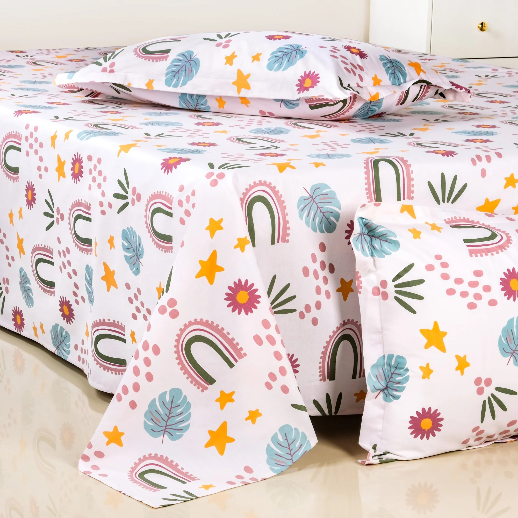 Starry Meadow Pastel Cotton King Size Bedding Set 275x275cm - Image 2