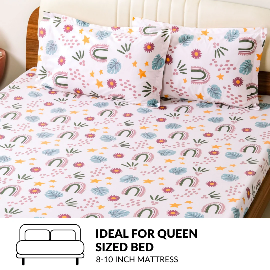 Starry Meadow Pastel Queen Size Cotton Bedding Set 254x229cm - Image 7