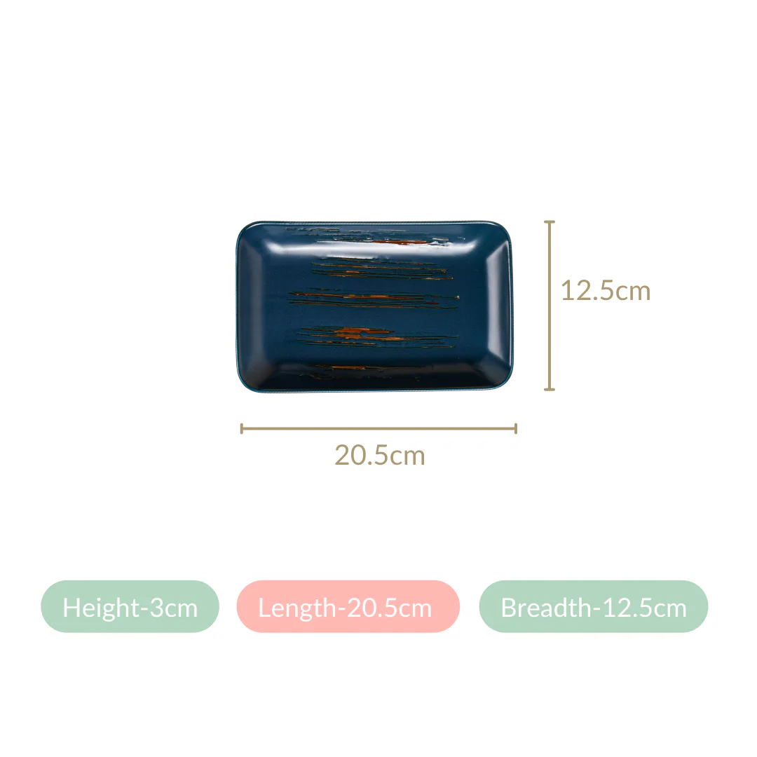 Stoneware Small Platter Navy Blue Set Of 4 8 Inch - Image 7