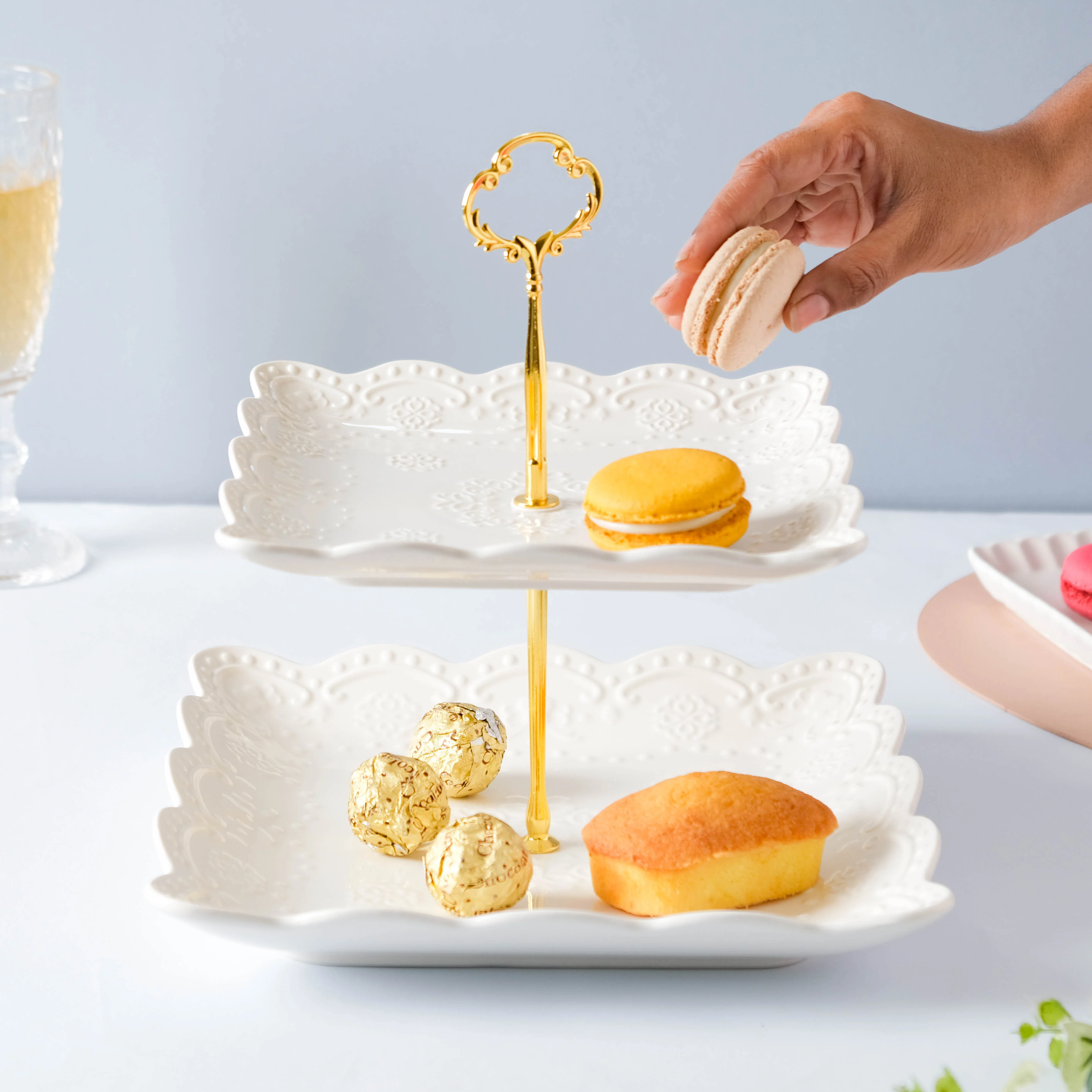 Sugar Square White 2-tier Cupcake Stand - Image 4