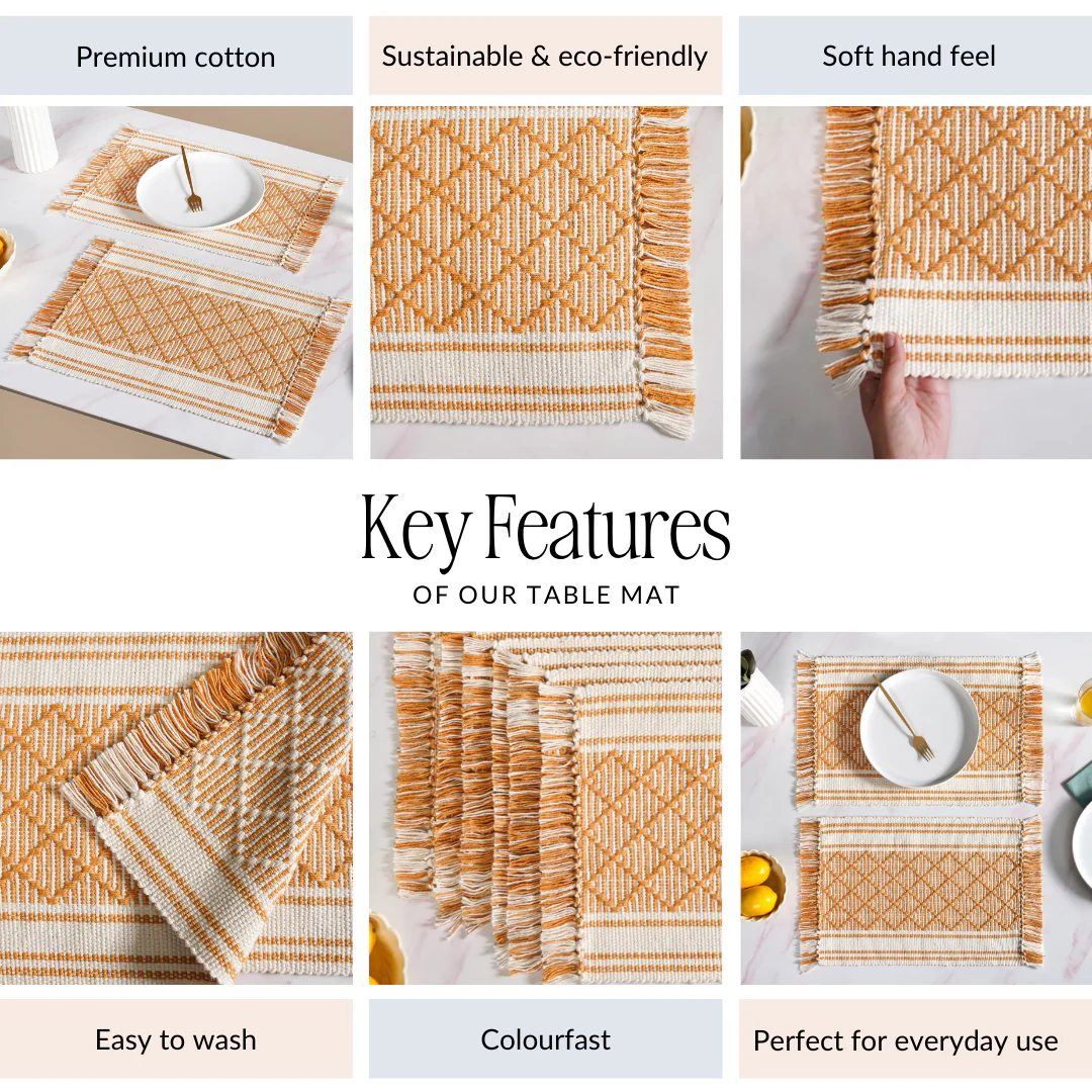 Sunloom Textured Placemat With Fringes Set Of 6 - Image 5