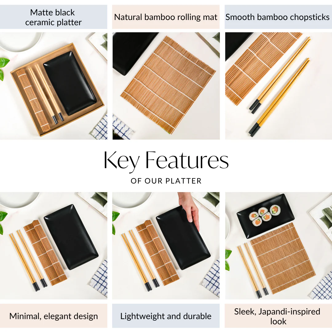 Sushi Kit With Rolling Mat And Chopsticks Set Of 4 - Image 5