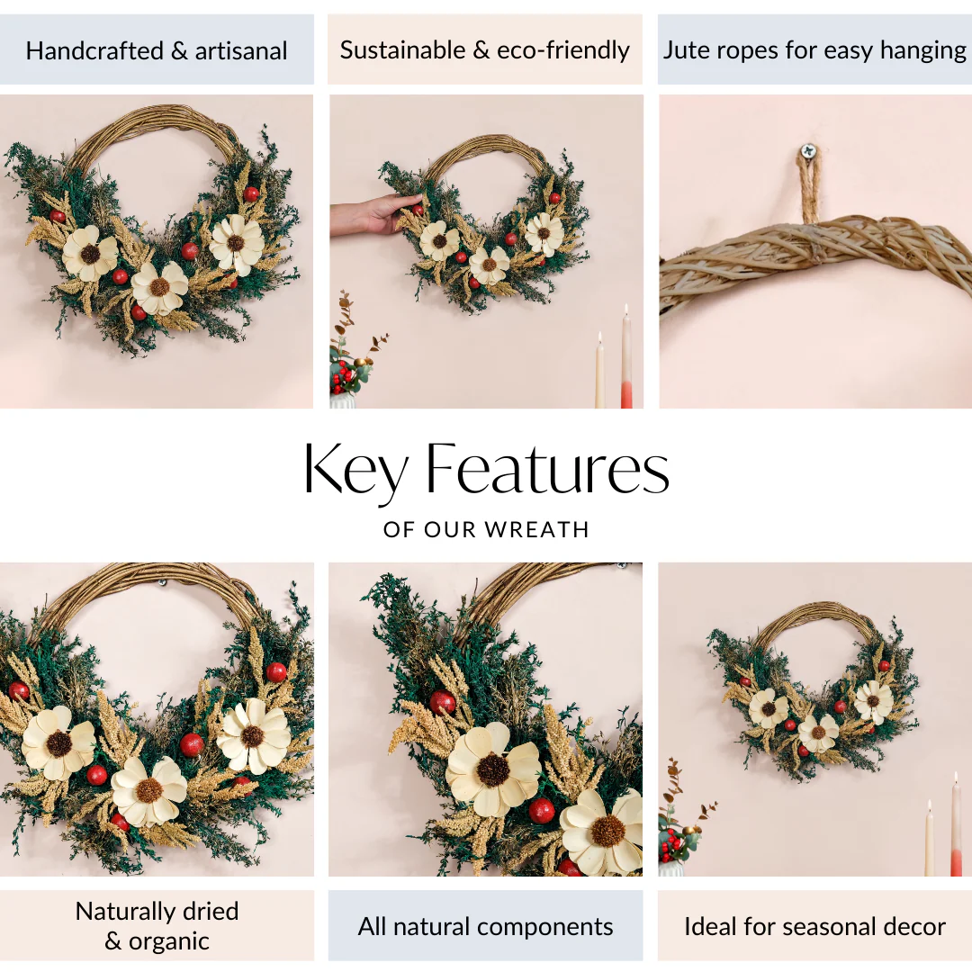 Sustainable Natural Grass Wreath For Holiday Season - Image 5