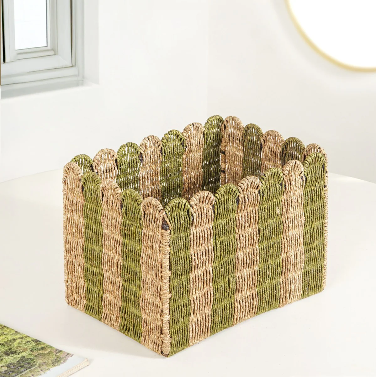 Sustainable Sabai Grass Scalloped Basket Set Of 3 - Image 8