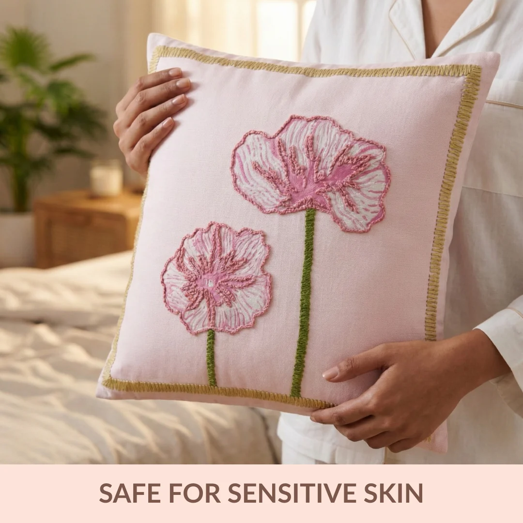 Tale of Two Blooms Embroidered Cushion Cover 40x40cm - Image 2