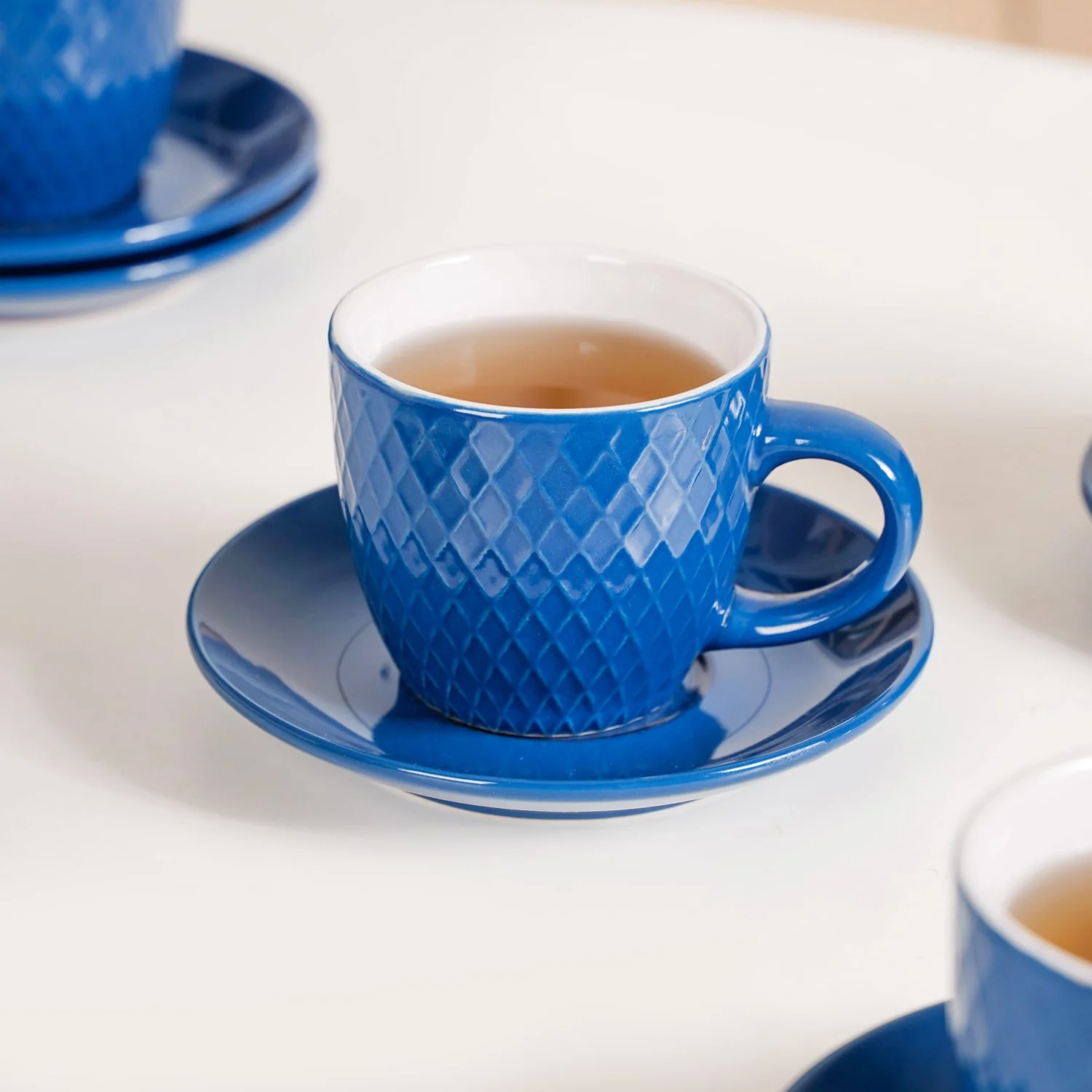 Tara Tea Cup And Saucer Set Of 6 Dark Blue 225ml - Image 3