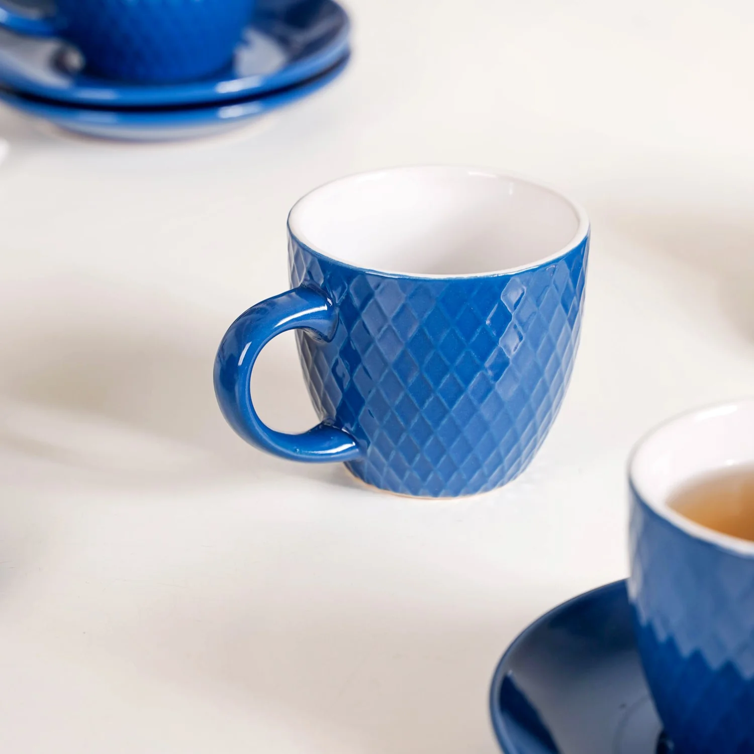 Tara Tea Cup And Saucer Set Of 6 Dark Blue 225ml - Image 6