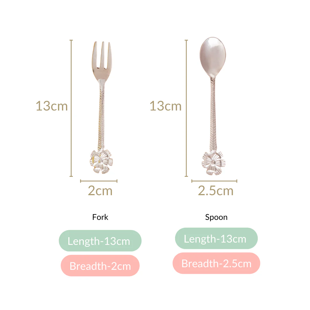 Spoon Fork Floral Cutlery For Desserts Set Of 6 - Image 3
