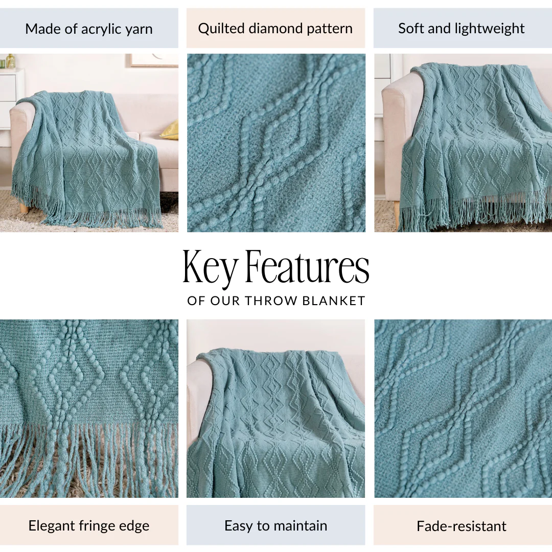 Teal Woven Throw Blanket - Image 4