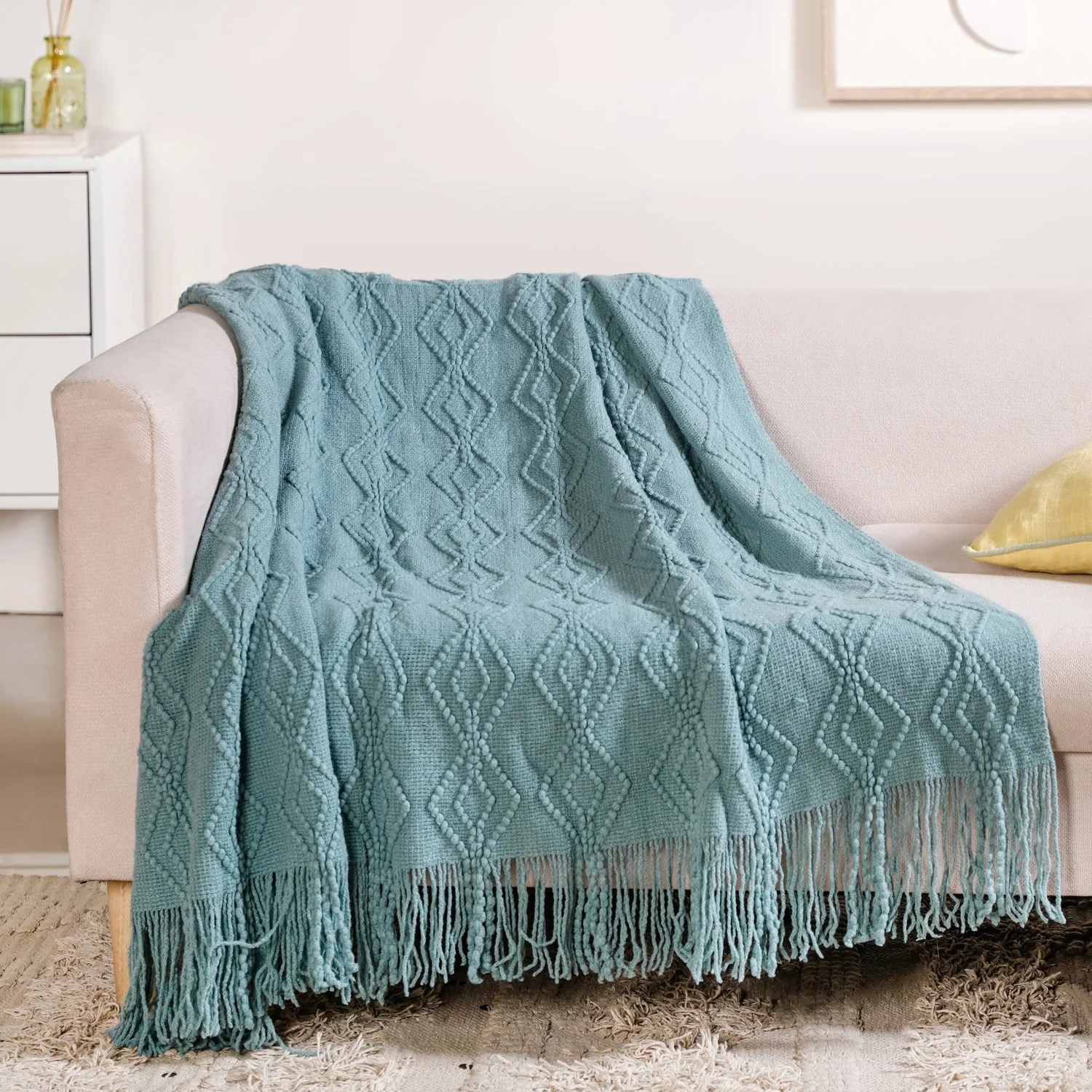 Teal Woven Throw Blanket - Image 6