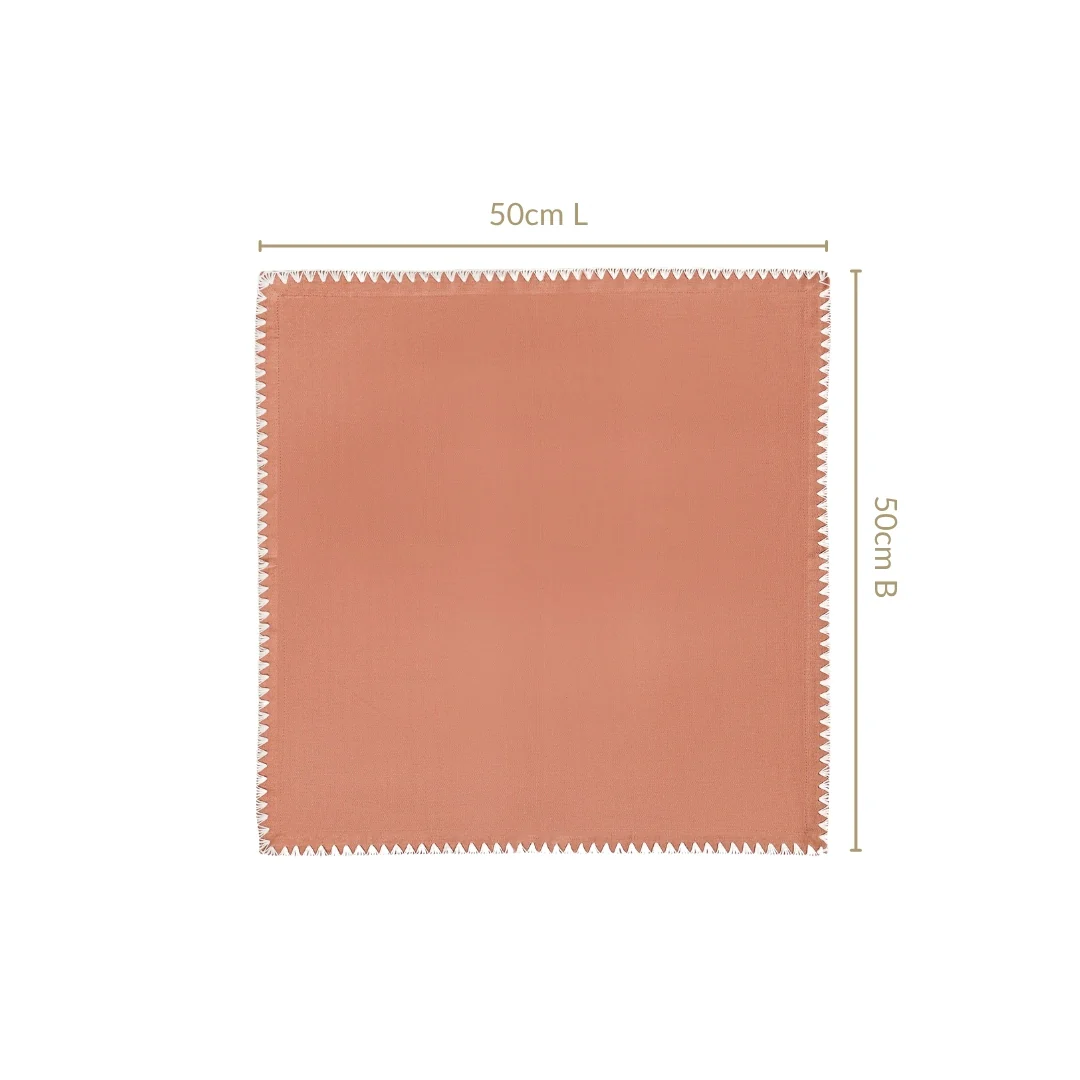 Terracotta Embroidered Edges Table Napkin Set Of 4 - Image 4