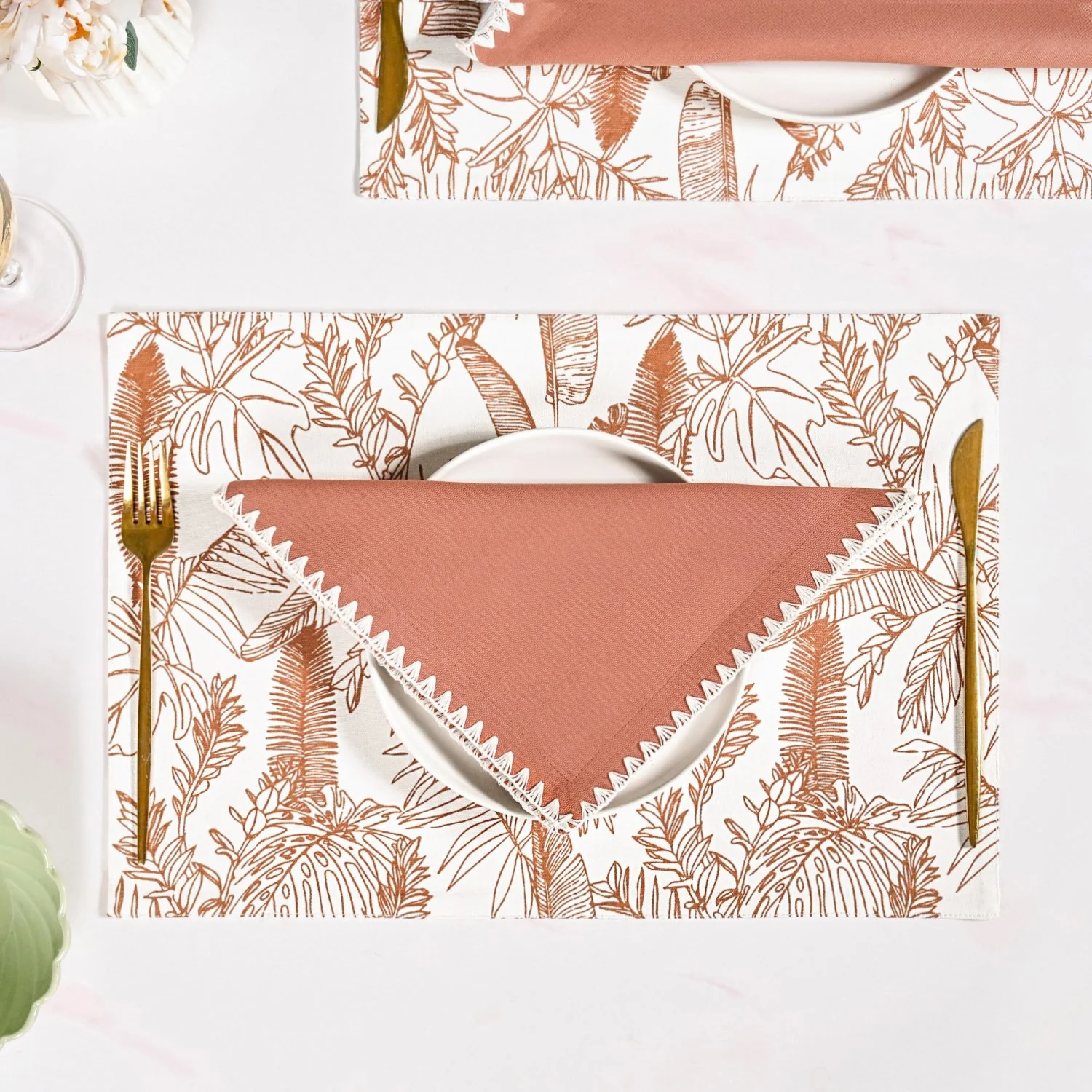 Terracotta Embroidered Edges Table Napkin Set Of 6 - Image 7