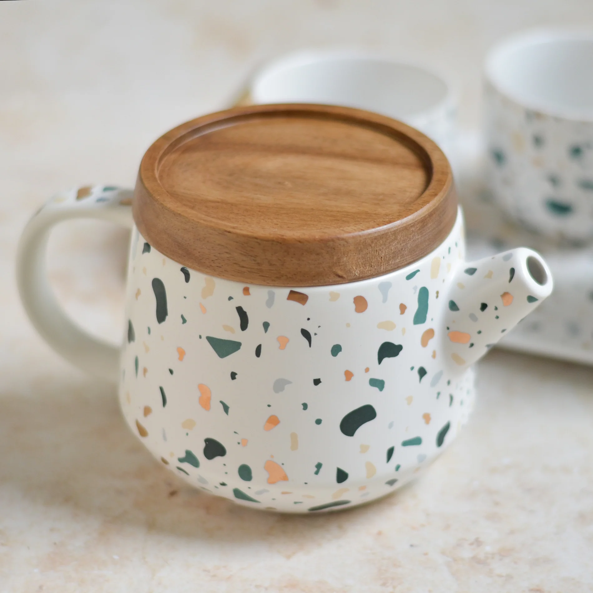 Terrazzo Tea Set With Tray - Image 4