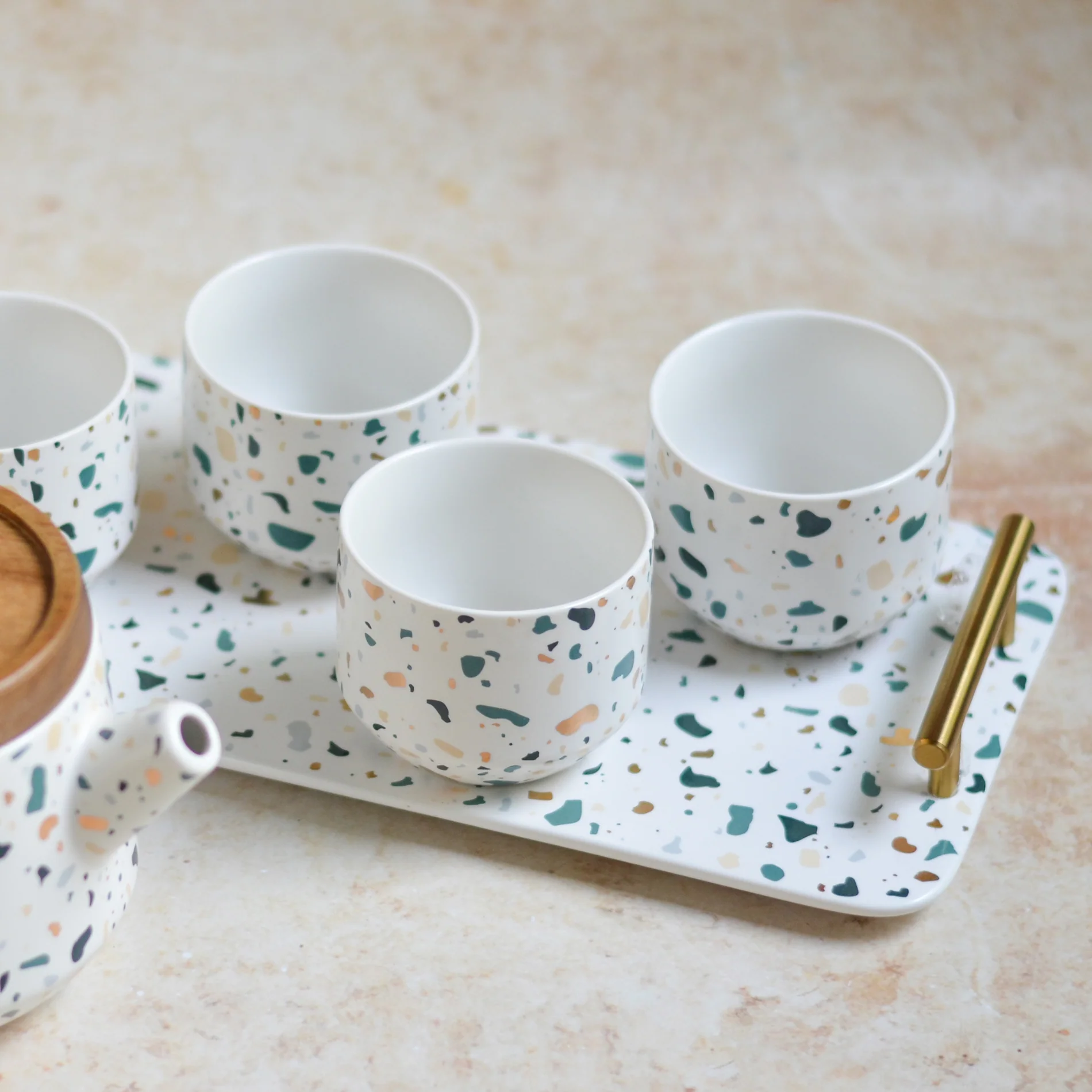 Terrazzo Tea Set With Tray - Image 5