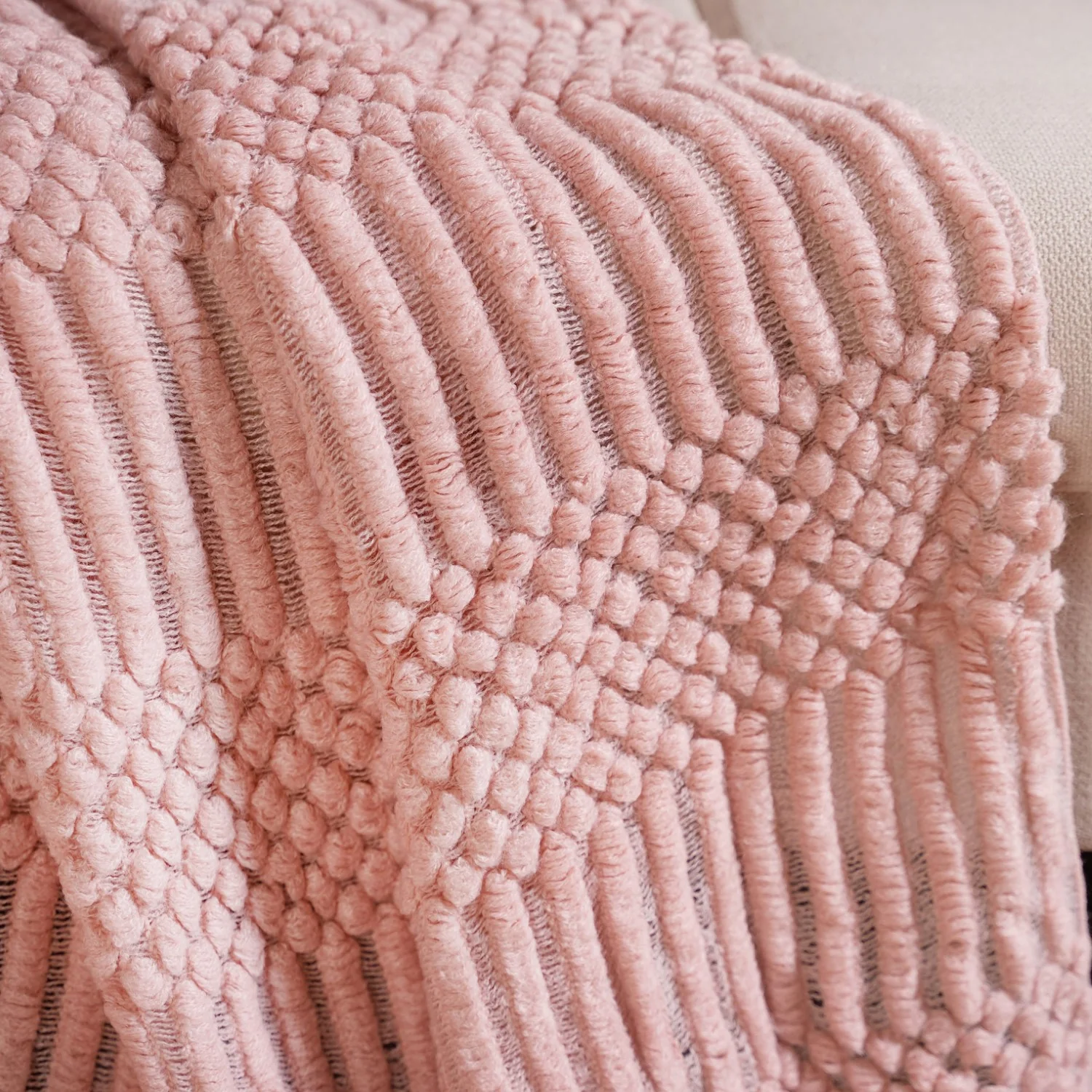 Textured Light Pink Throw - Image 2