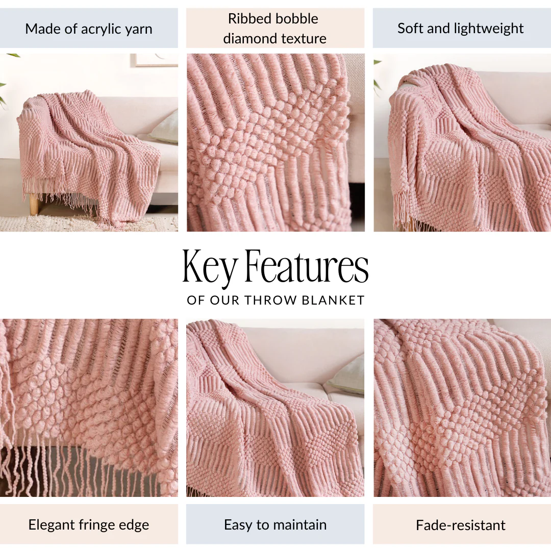 Textured Light Pink Throw - Image 4