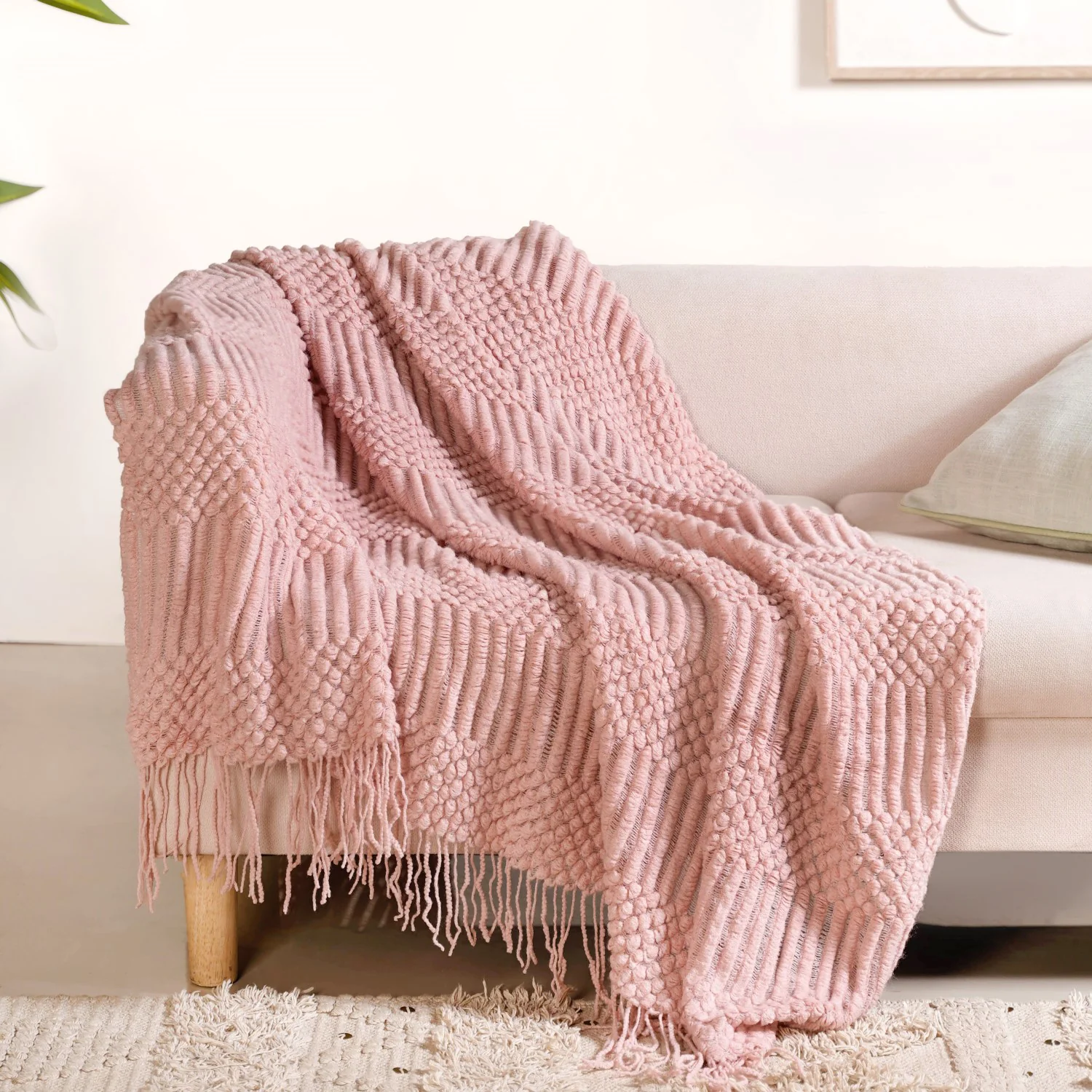 Textured Light Pink Throw - Image 6