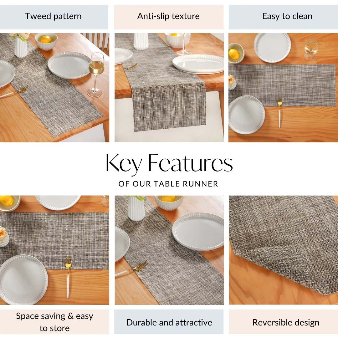 Textured Reversible Washable Table Runner 180x30cm - Image 4