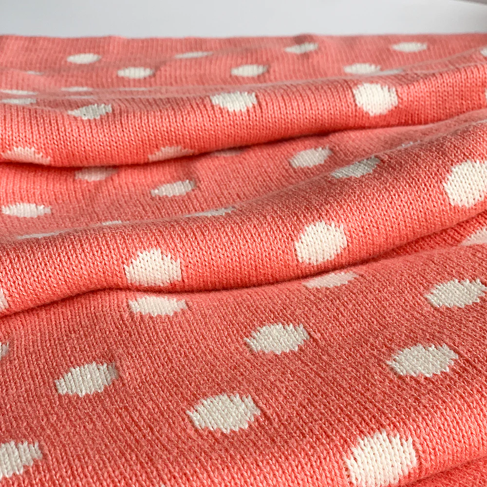 Dottie Knitted Throw Blanket - French Pink Peach Natural White - Image 3